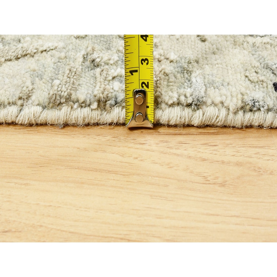 Rug 3'x5' Ivory Abstract Design Wool And Silk Hand Knotted - 7