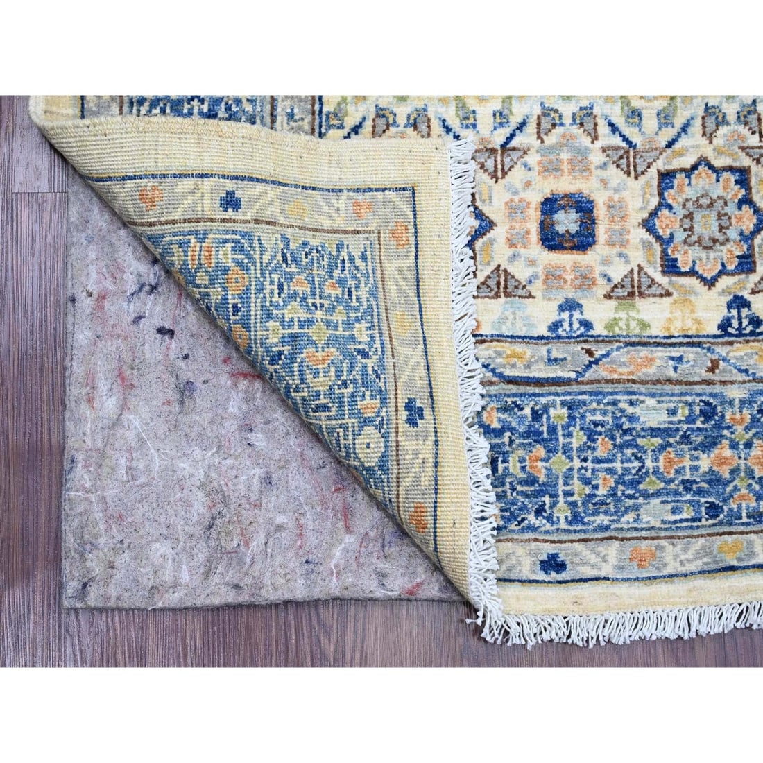 Rug 5'10"x8'8" White Mamluk Dynasty Pattern Star Design Hand Knotted Wool - 2