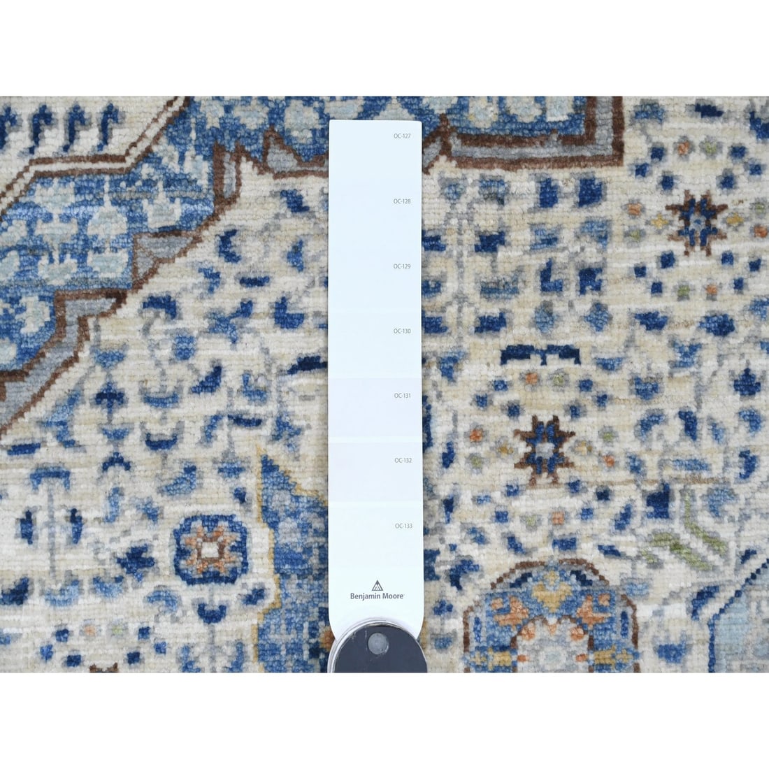 Rug 5'10"x8'8" White Mamluk Dynasty Pattern Star Design Hand Knotted Wool - 3