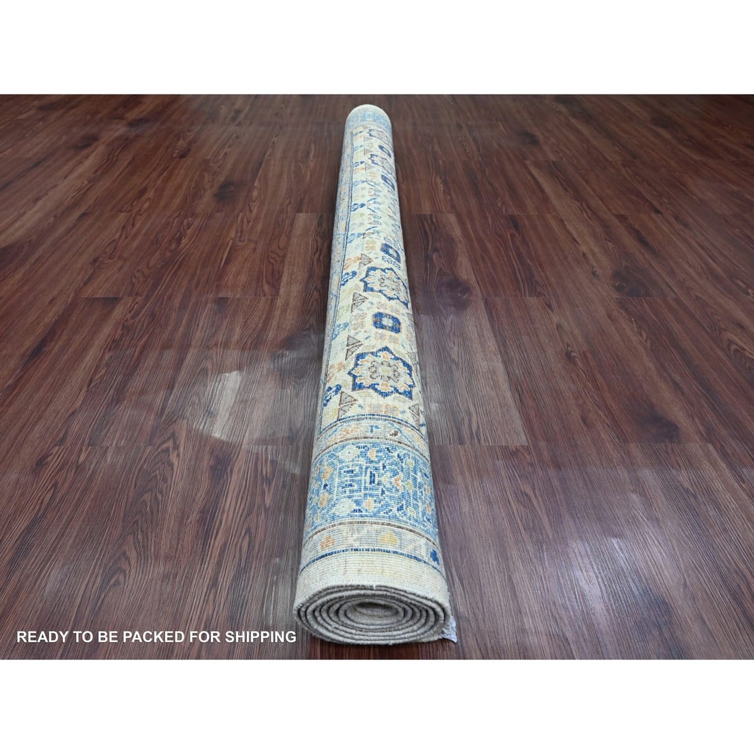 Rug 5'10"x8'8" White Mamluk Dynasty Pattern Star Design Hand Knotted Wool - 4