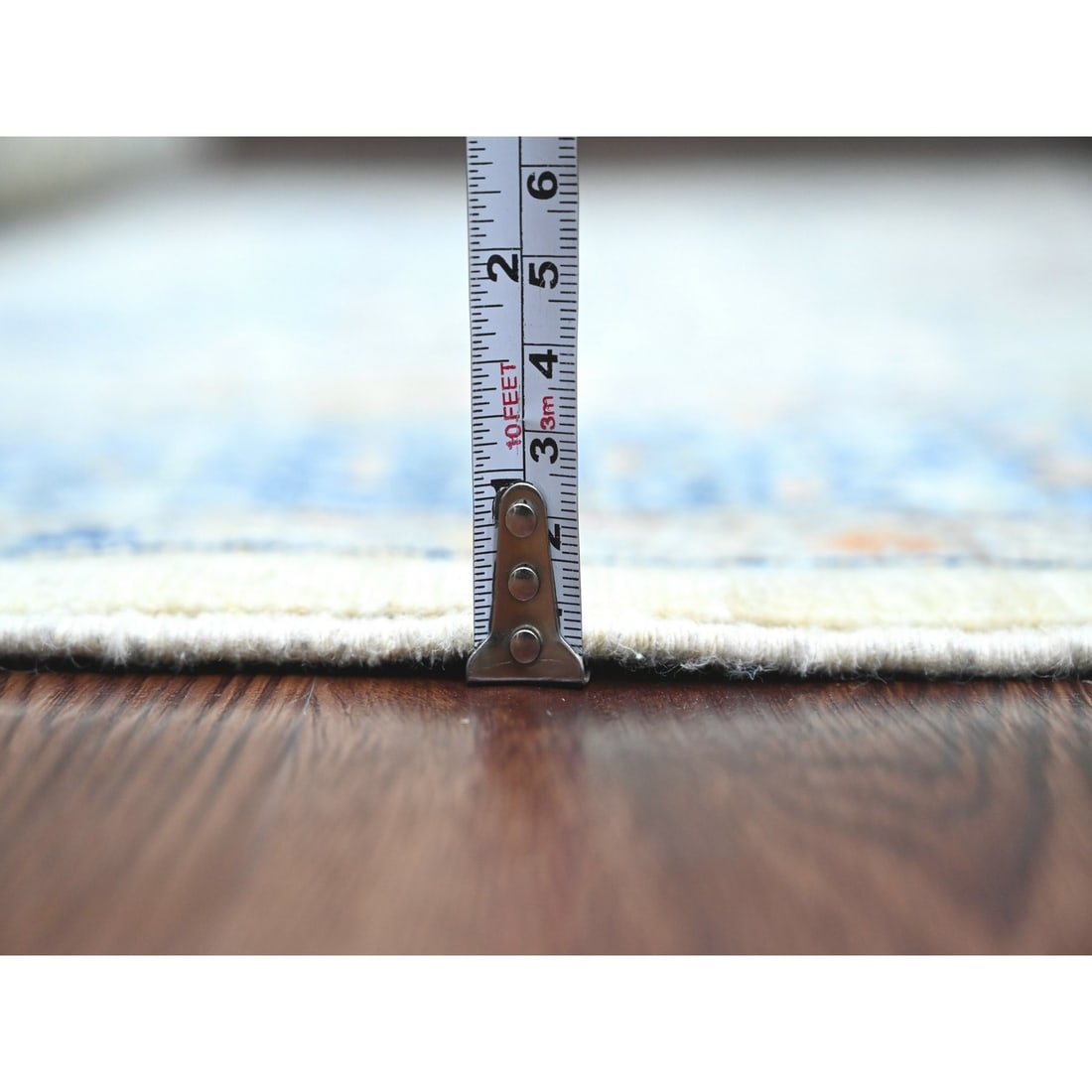 Rug 5'10"x8'8" White Mamluk Dynasty Pattern Star Design Hand Knotted Wool - 5