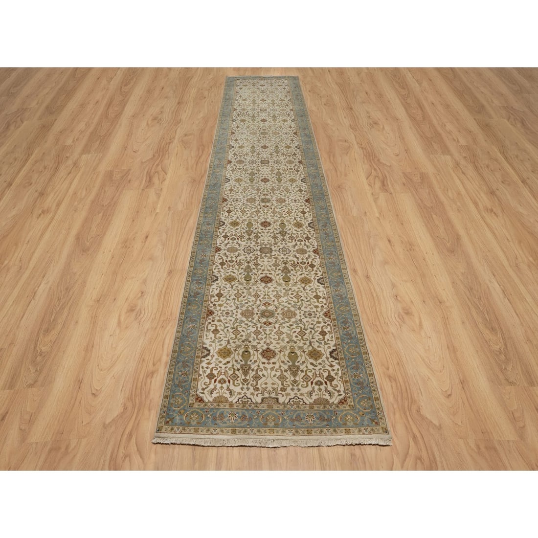 Rug 3'1"x15'6" Ivory Tebraz Revival Hand Knotted New Zealand Wool Runner - 2