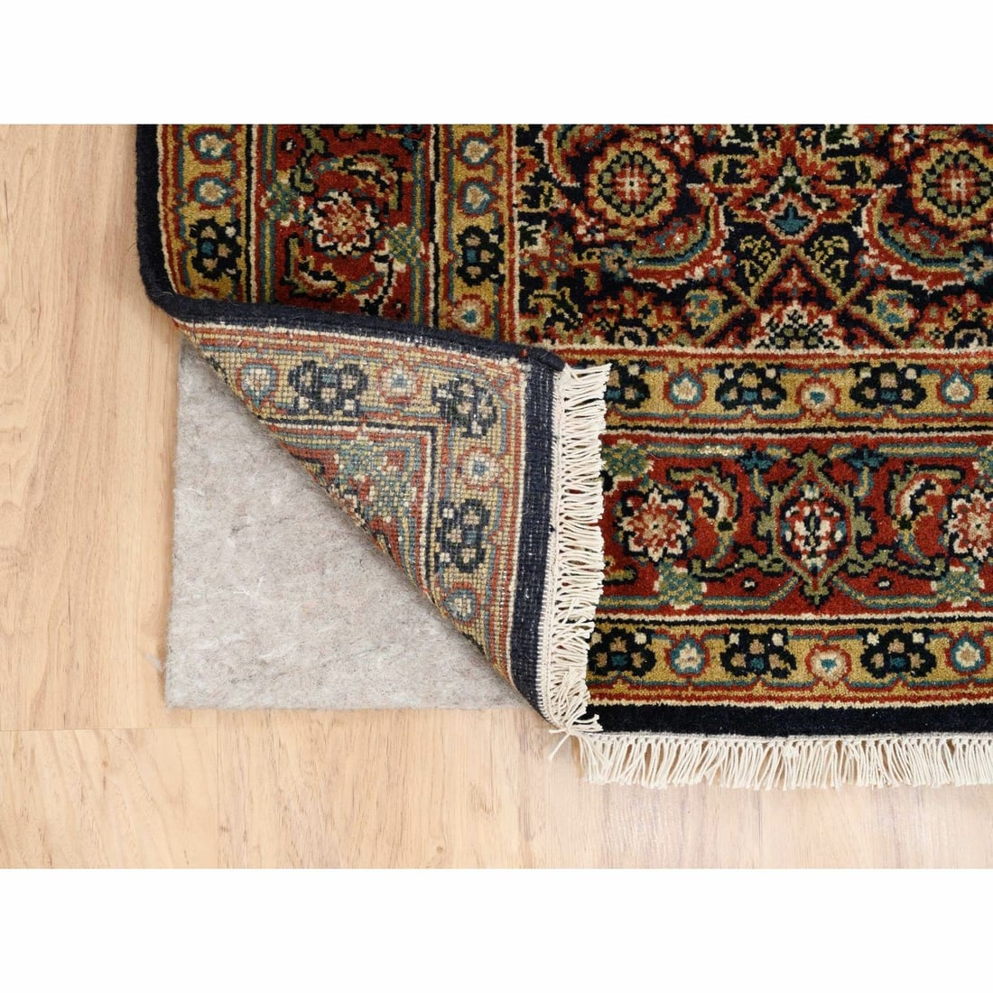 Rug 4'x10'1" Blue Herati WoolSilk 175 KPSI Hand Knotted Gallery Runner - 3