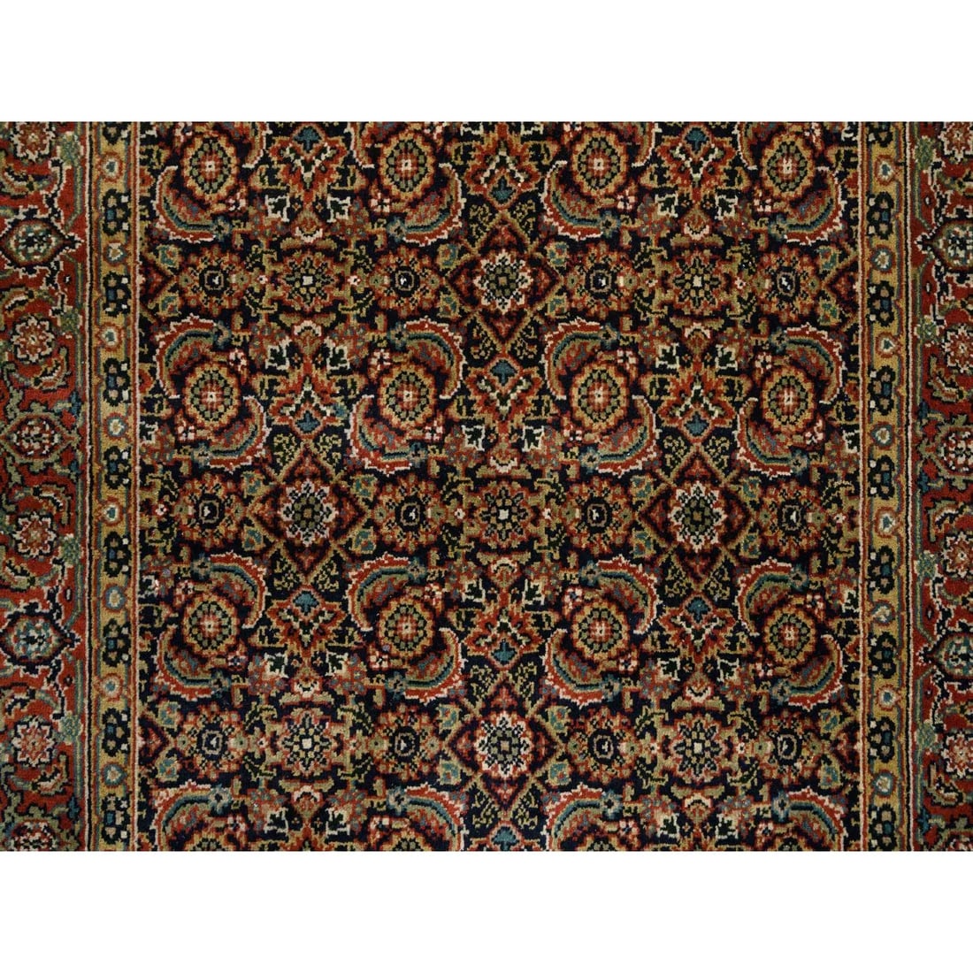 Rug 4'x10'1" Blue Herati WoolSilk 175 KPSI Hand Knotted Gallery Runner - 5