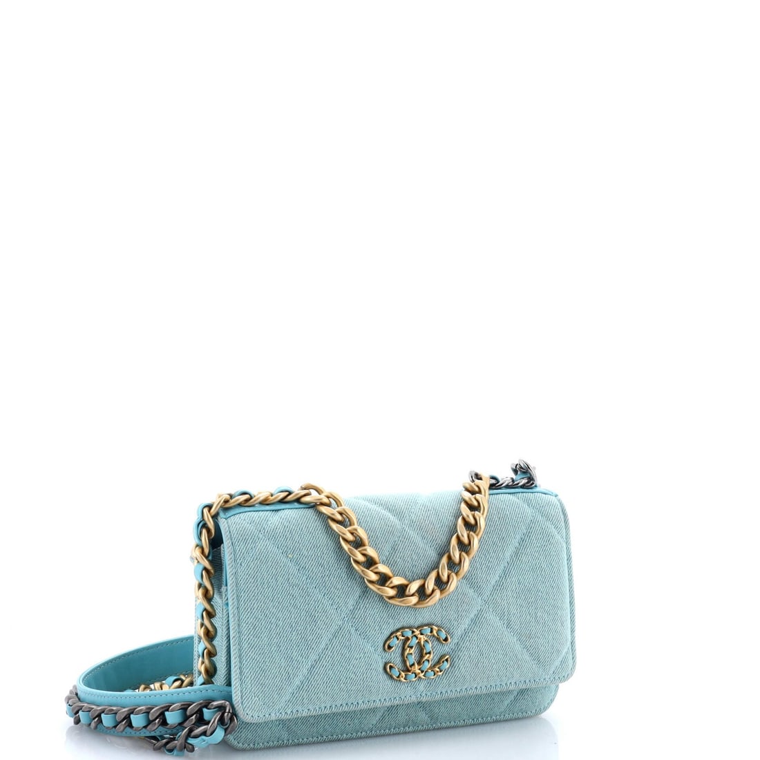 Denim Chanel 19 Wallet on Chain Quilted - 3