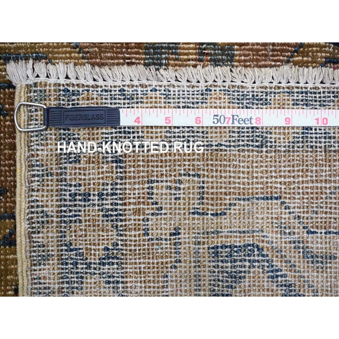 Rug 8'x9'1" Brown Overdyed Kazak Geometric Hand Knotted All Wool Squarish - 11