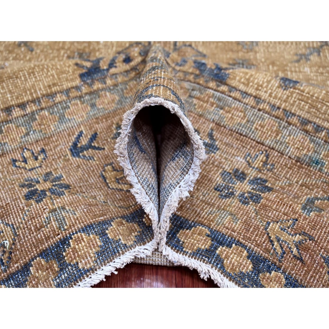 Rug 8'x9'1" Brown Overdyed Kazak Geometric Hand Knotted All Wool Squarish - 5