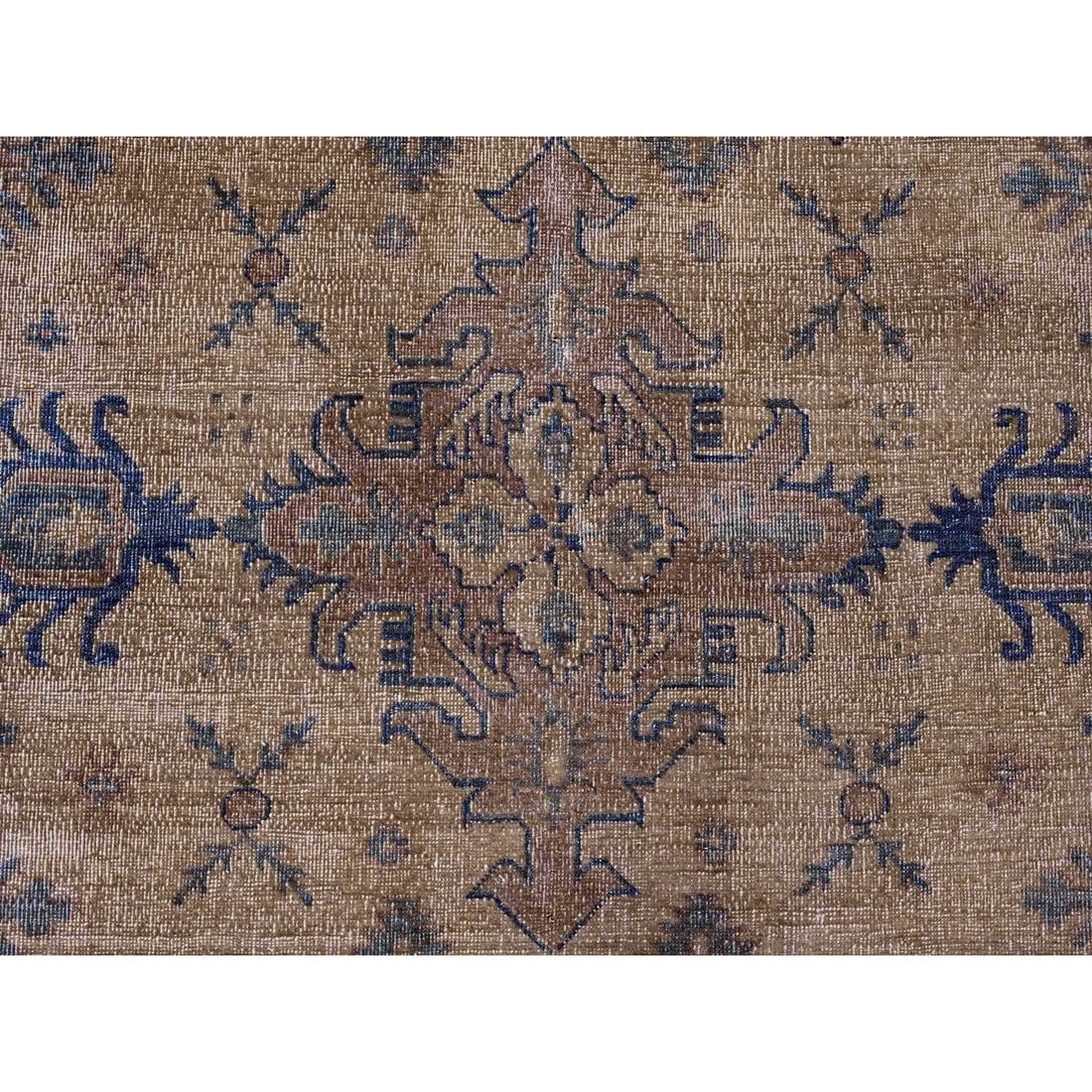 Rug 8'x9'1" Brown Overdyed Kazak Geometric Hand Knotted All Wool Squarish - 8