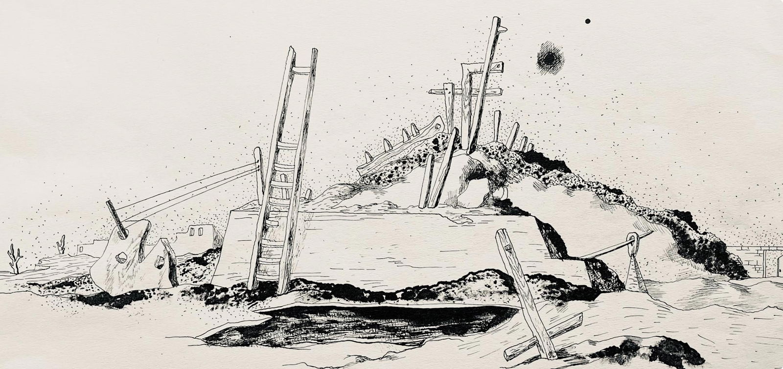 Lithograph - Jean Lurat - aprsa on recommence - huit dessins la plume - 3