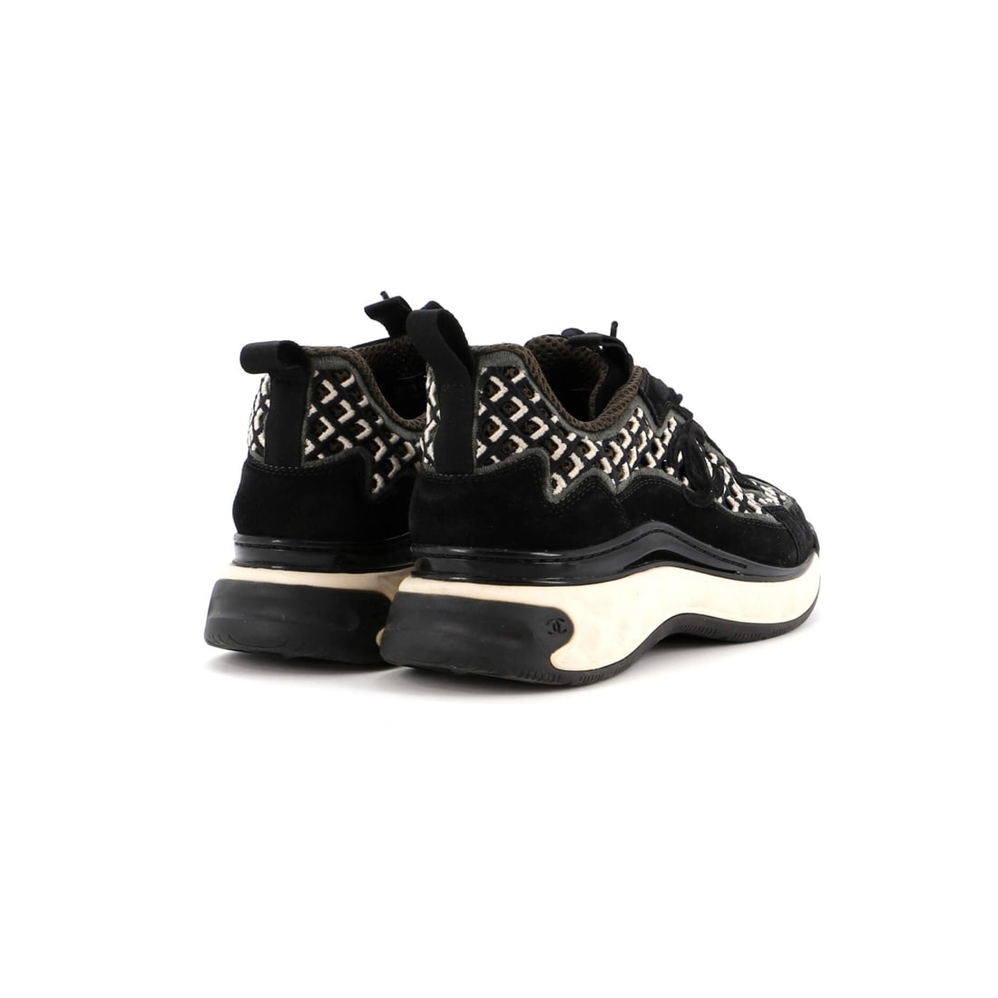 Suede Chanel Women's CC Embroidery Sneakers Calfskin and - 3