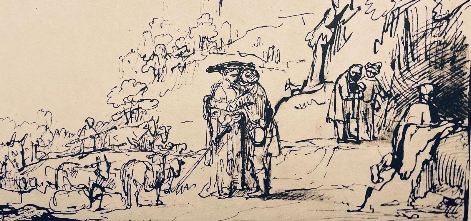 Collotype - Rembrandt van Rijn - Jacob and Rachel - Drawings from the Bible - 2
