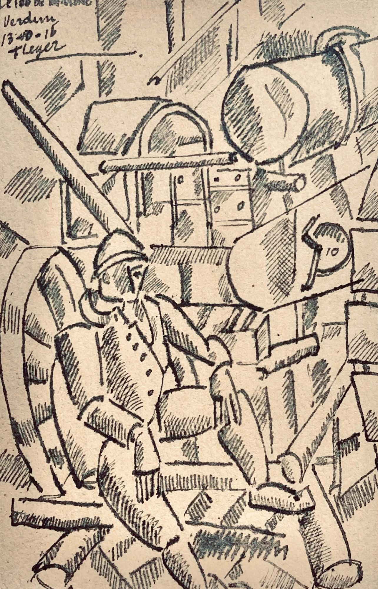 Lithograph - Fernand Lger - Le 100 de Marine - Dessins de Guerre 1915-16 (1 of 8)