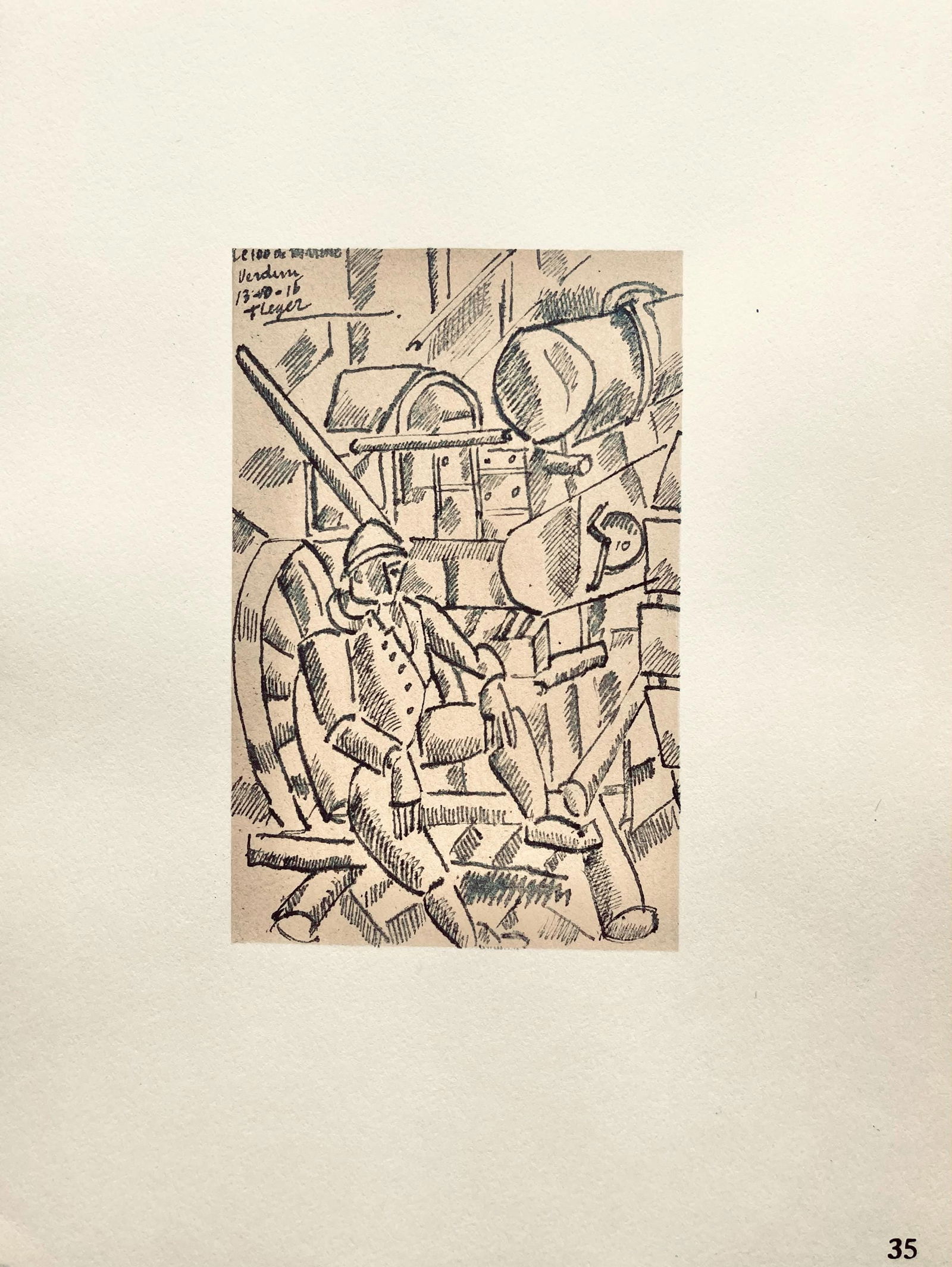 Lithograph - Fernand Lger - Le 100 de Marine - Dessins de Guerre 1915-16 - 5