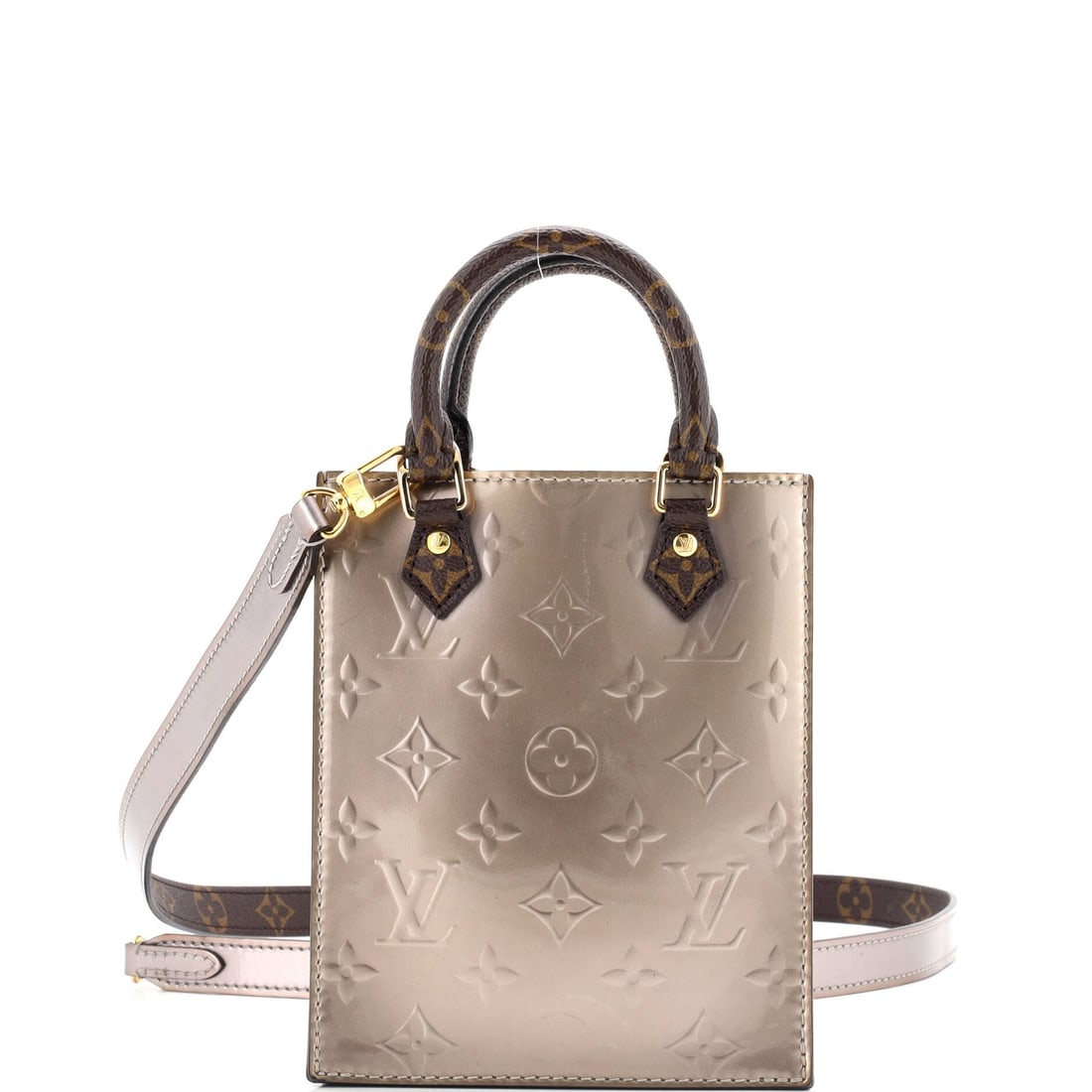 Canvas Louis Vuitton Petit Sac Plat Bag Monogram Vernis with Monogram (1 of 8)
