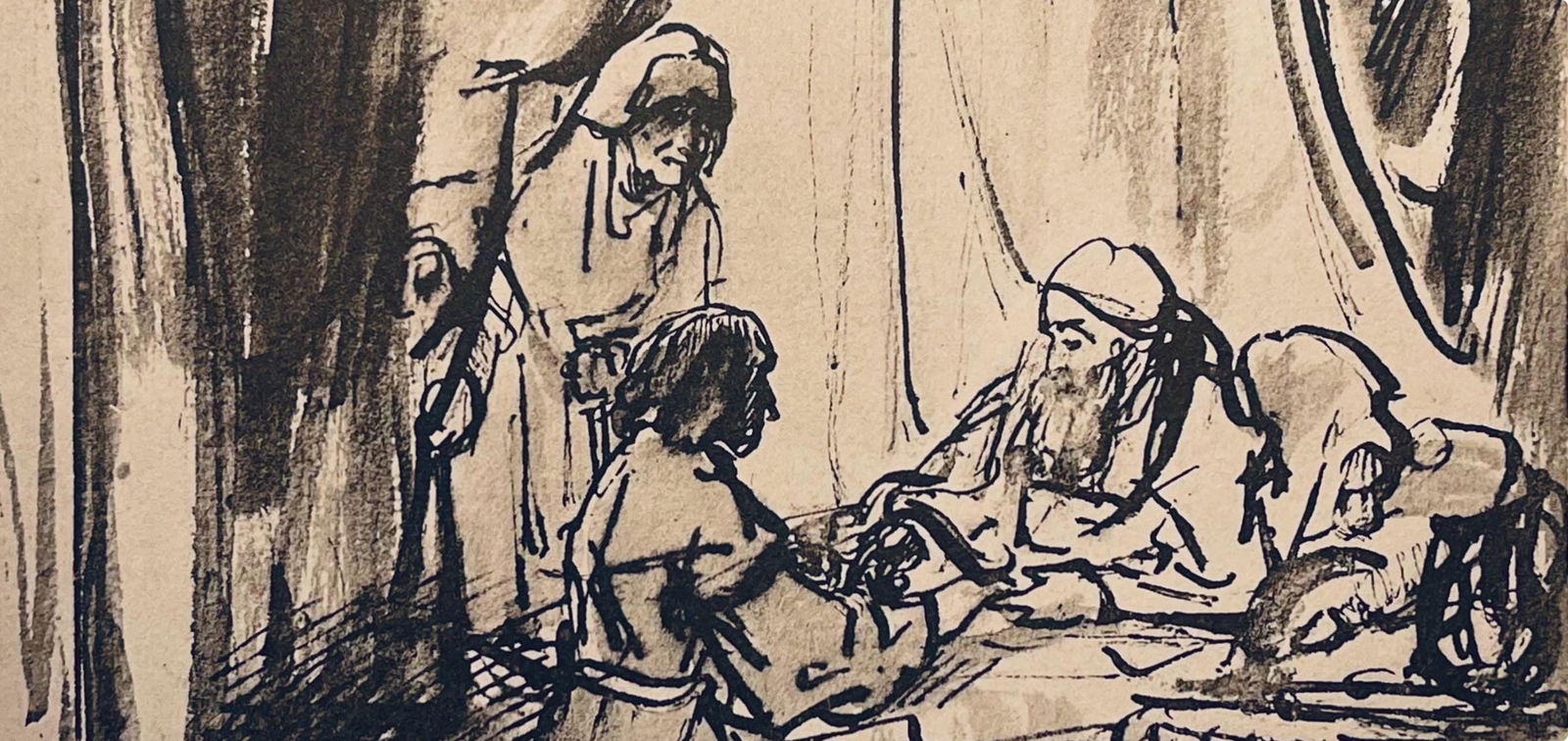 Collotype - Rembrandt van Rijn - Isaac Blessing Jacob - Rembrandt - Drawings from the Bible - 2