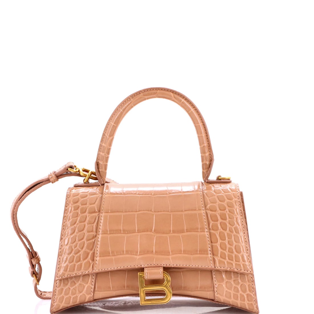 Small Balenciaga Hourglass Top Handle Bag Crocodile Embossed Leather (1 of 7)