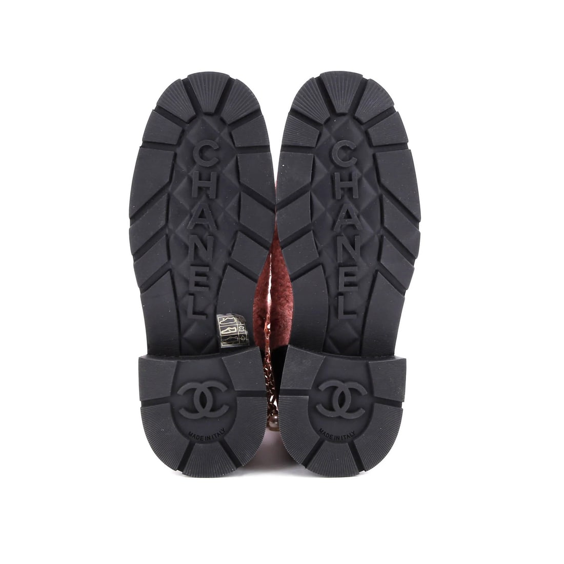 Leather Chanel Women's Charm Chain CC Cap Toe Combat Boots Tweed and - 4