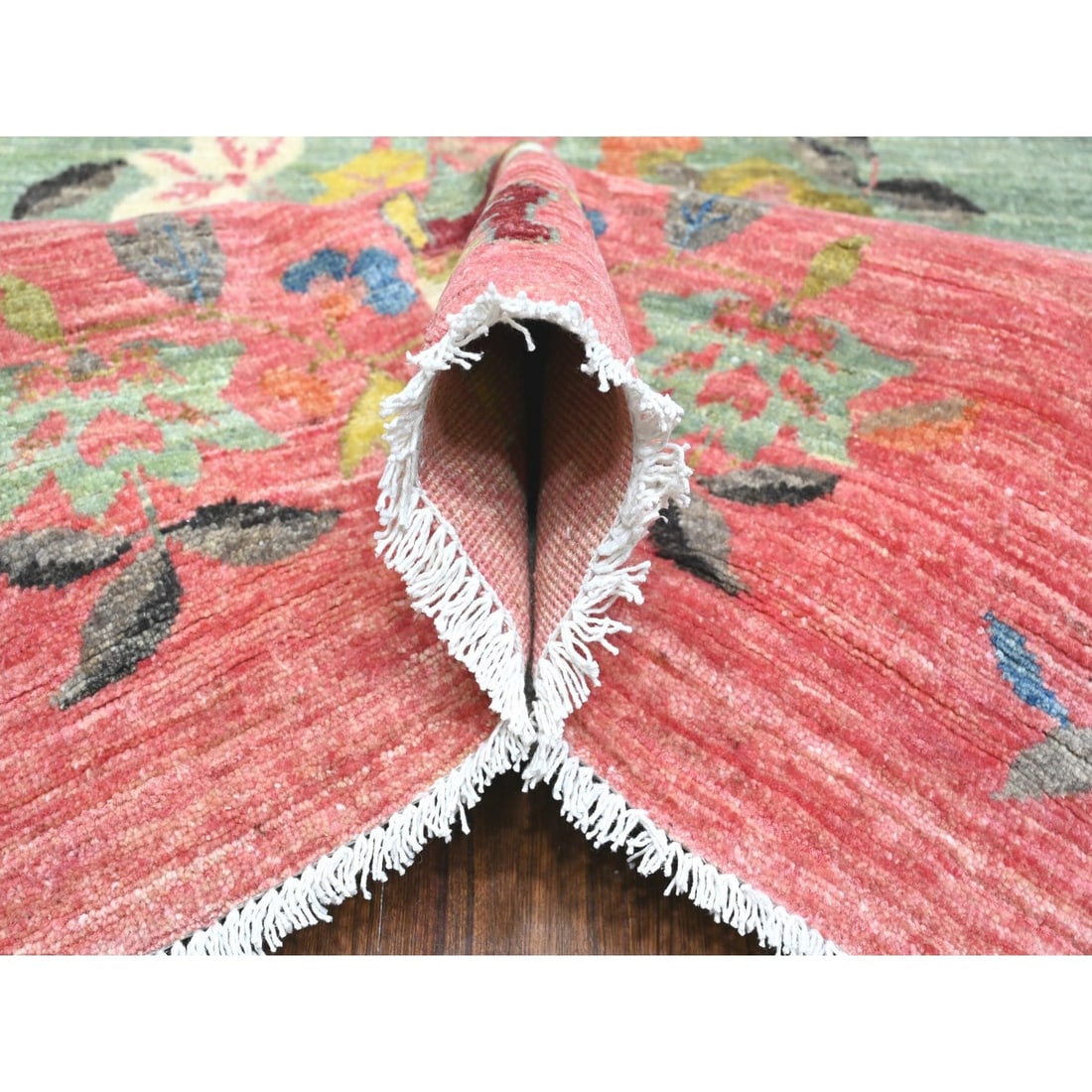 Rug 9'x11'9" Green Chinese Art Deco Revival Hand Knotted Pure Wool - 5