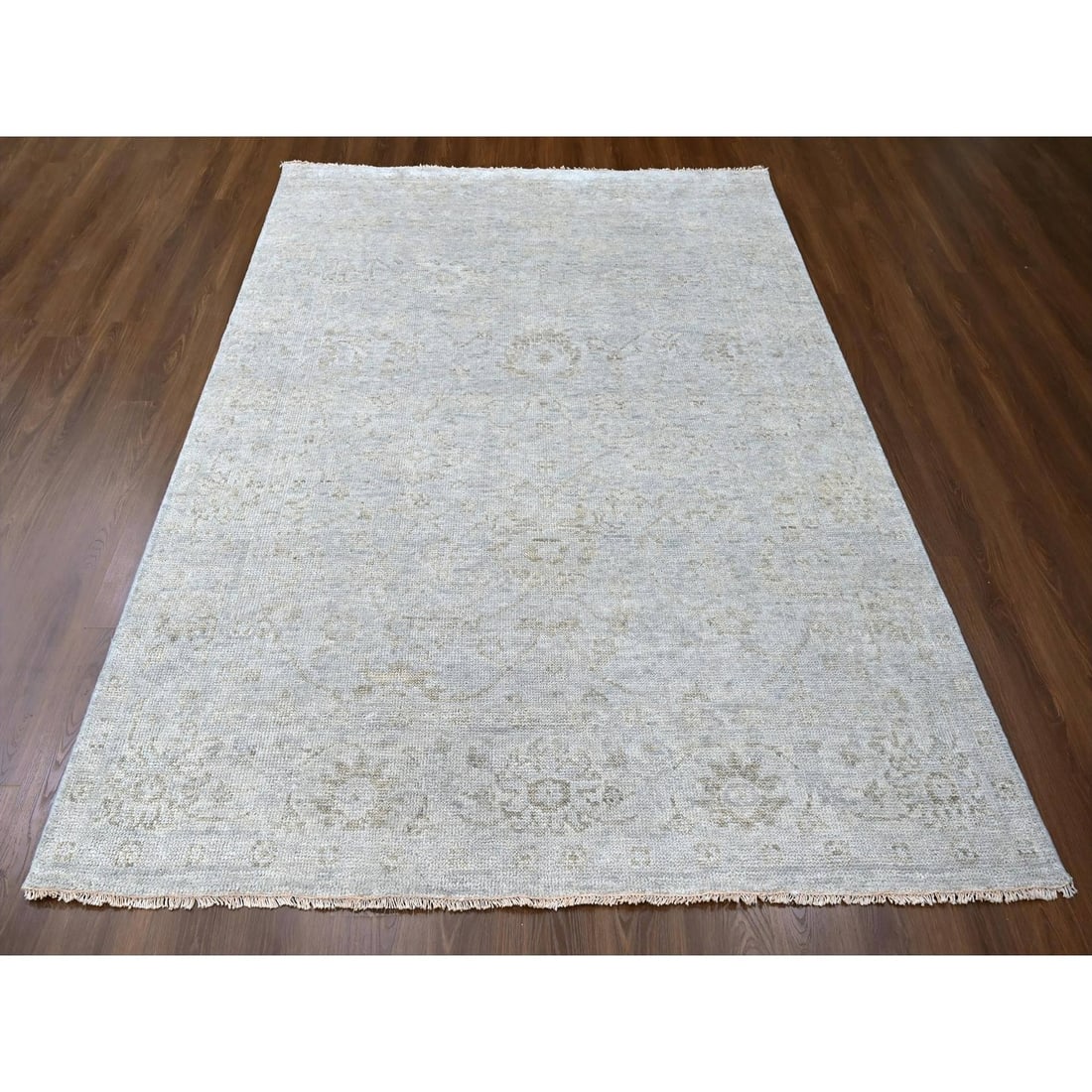 Rug 7'9"x9'8" Gray Supple Collection Hand Knotted Soft Wool Oushak Design - 2