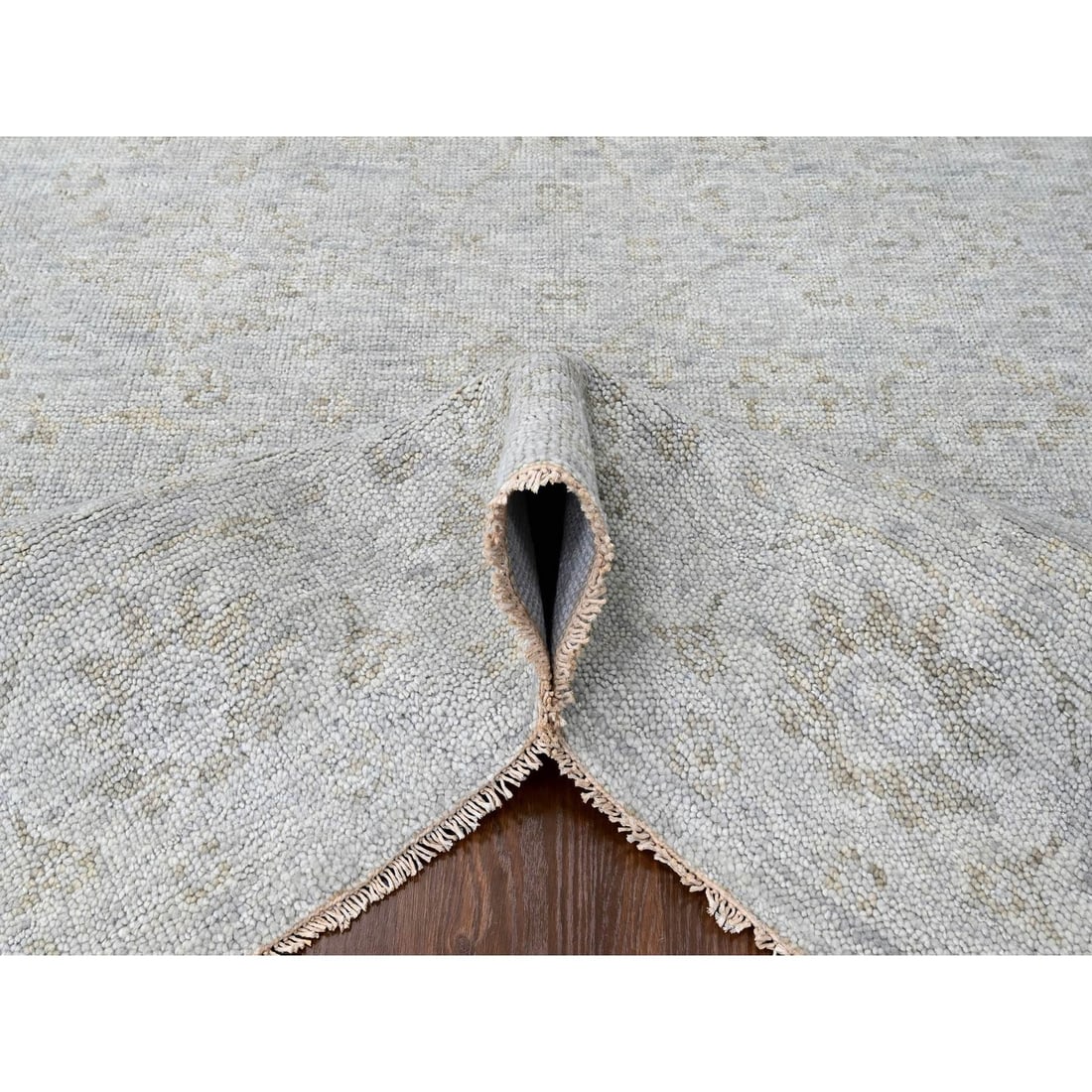 Rug 7'9"x9'8" Gray Supple Collection Hand Knotted Soft Wool Oushak Design - 5