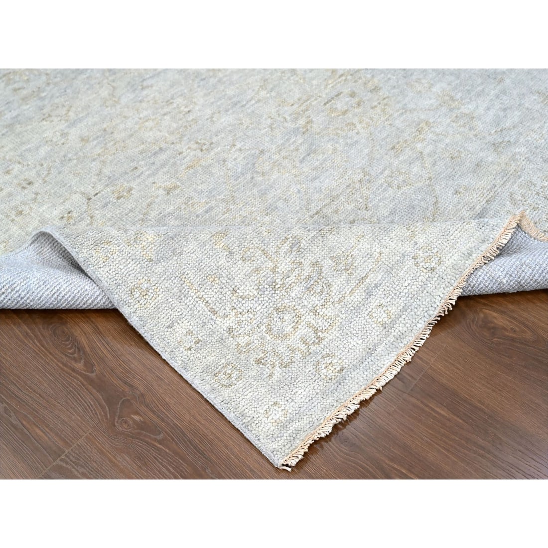 Rug 7'9"x9'8" Gray Supple Collection Hand Knotted Soft Wool Oushak Design - 6