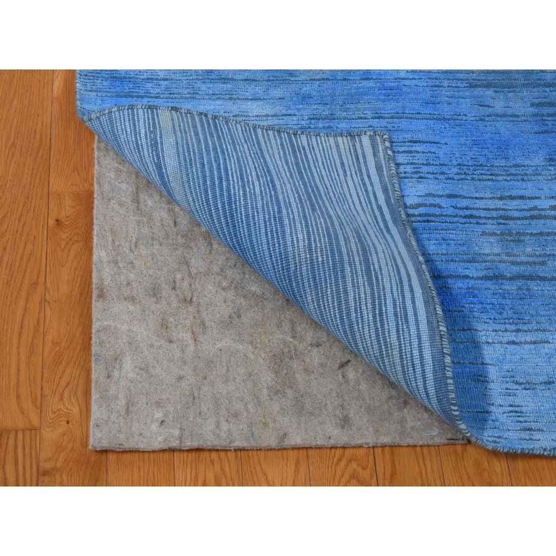 Rug 10'x14'1" Blue Wool Hand Knotted Overdyed Contemporary Design - 4