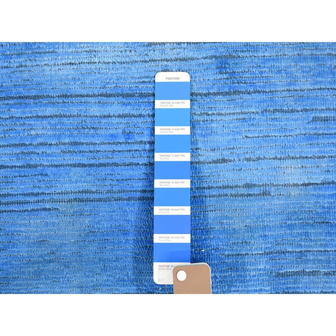 Rug 10'x14'1" Blue Wool Hand Knotted Overdyed Contemporary Design - 7