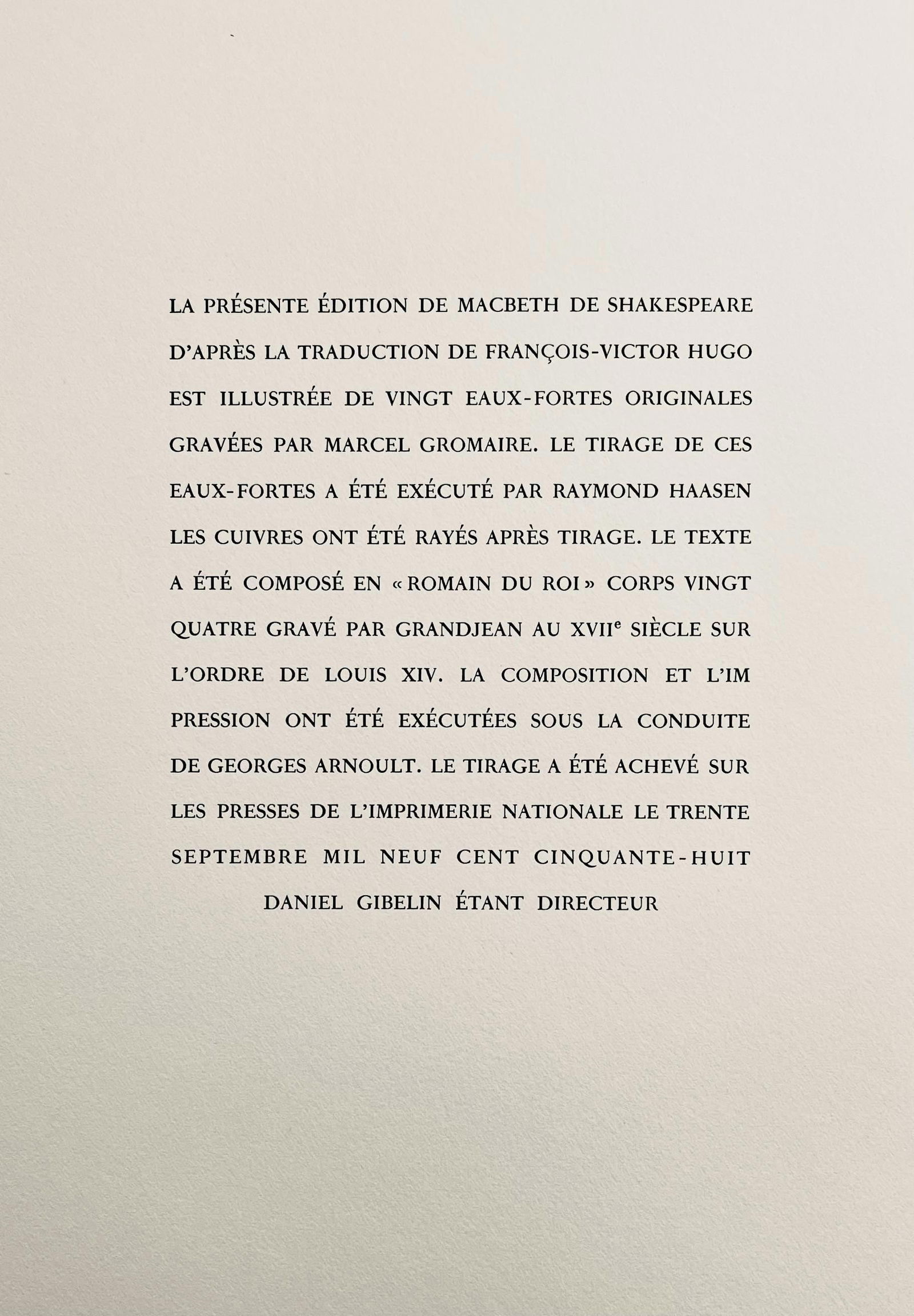 Etching - Marcel Gromaire - Prsage - Tte Arme - Scne XVI - Shakespeare - Macbeth - Eaux-fortes de - 7