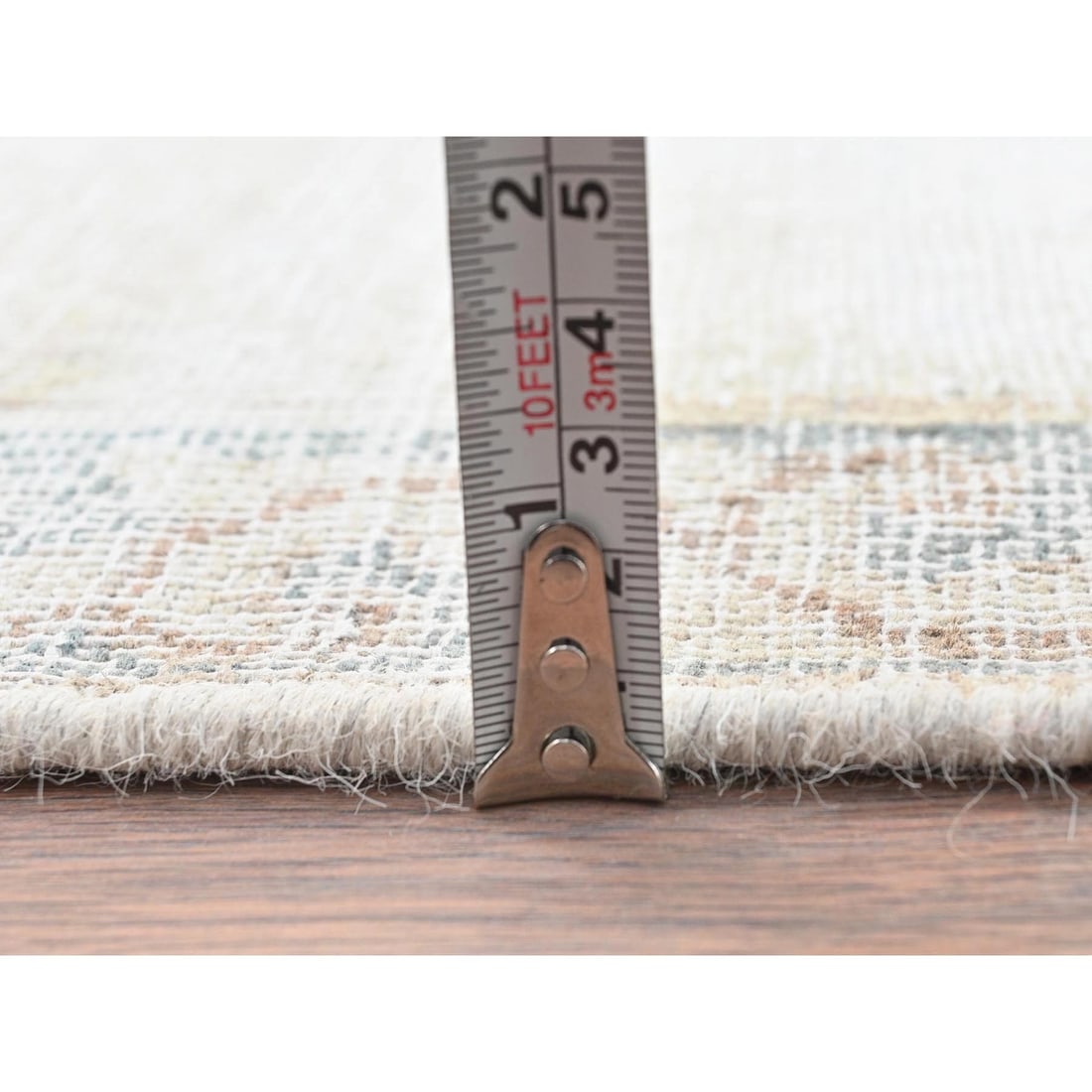 Rug 1'9"x3'6" Ivory Worn Wool Hand Knotted Old Farsian Karman - 6