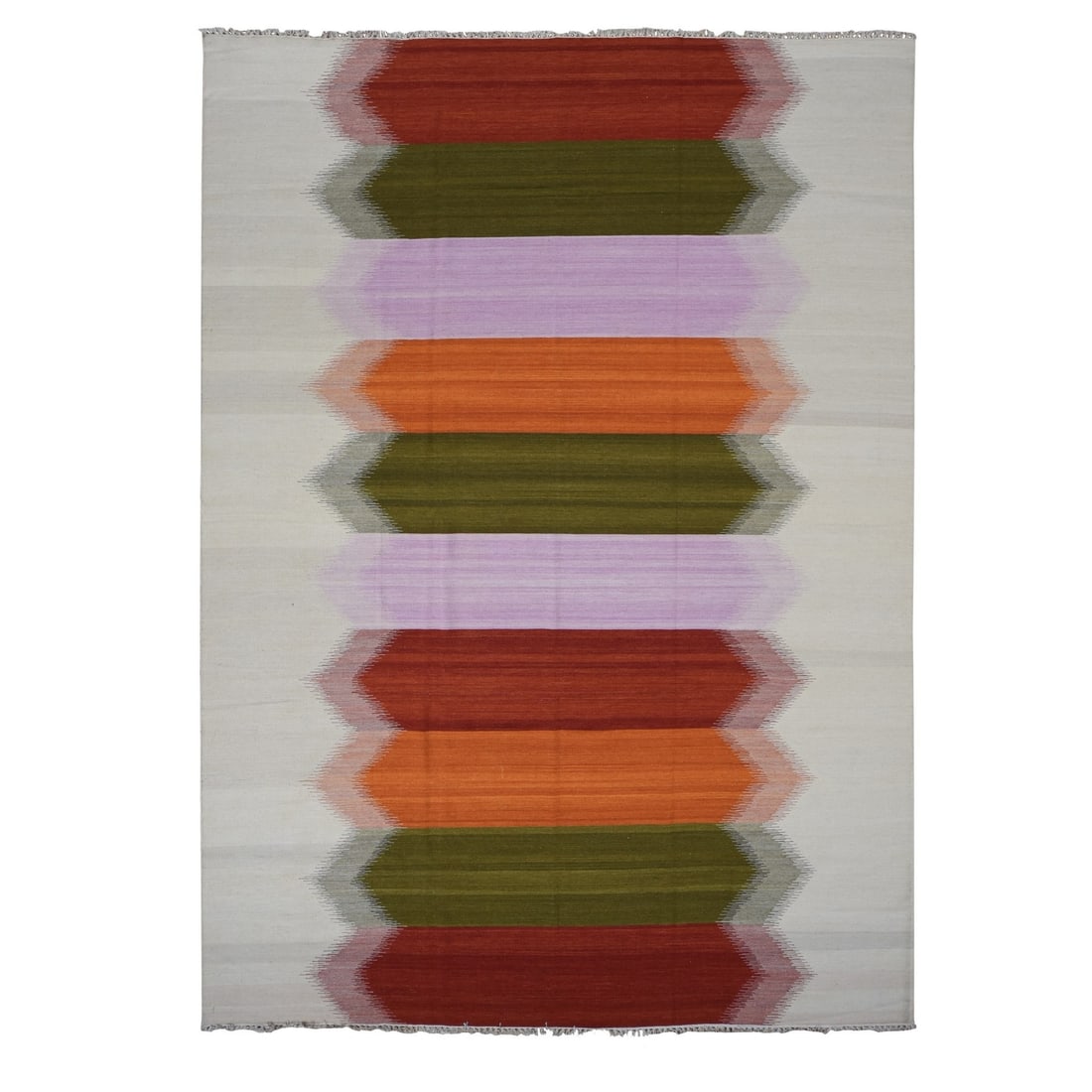 Rug 9'x12'7" Ivory Flat Weave Durie Kilim Hand Woven 100% Wool Reversible (1 of 12)