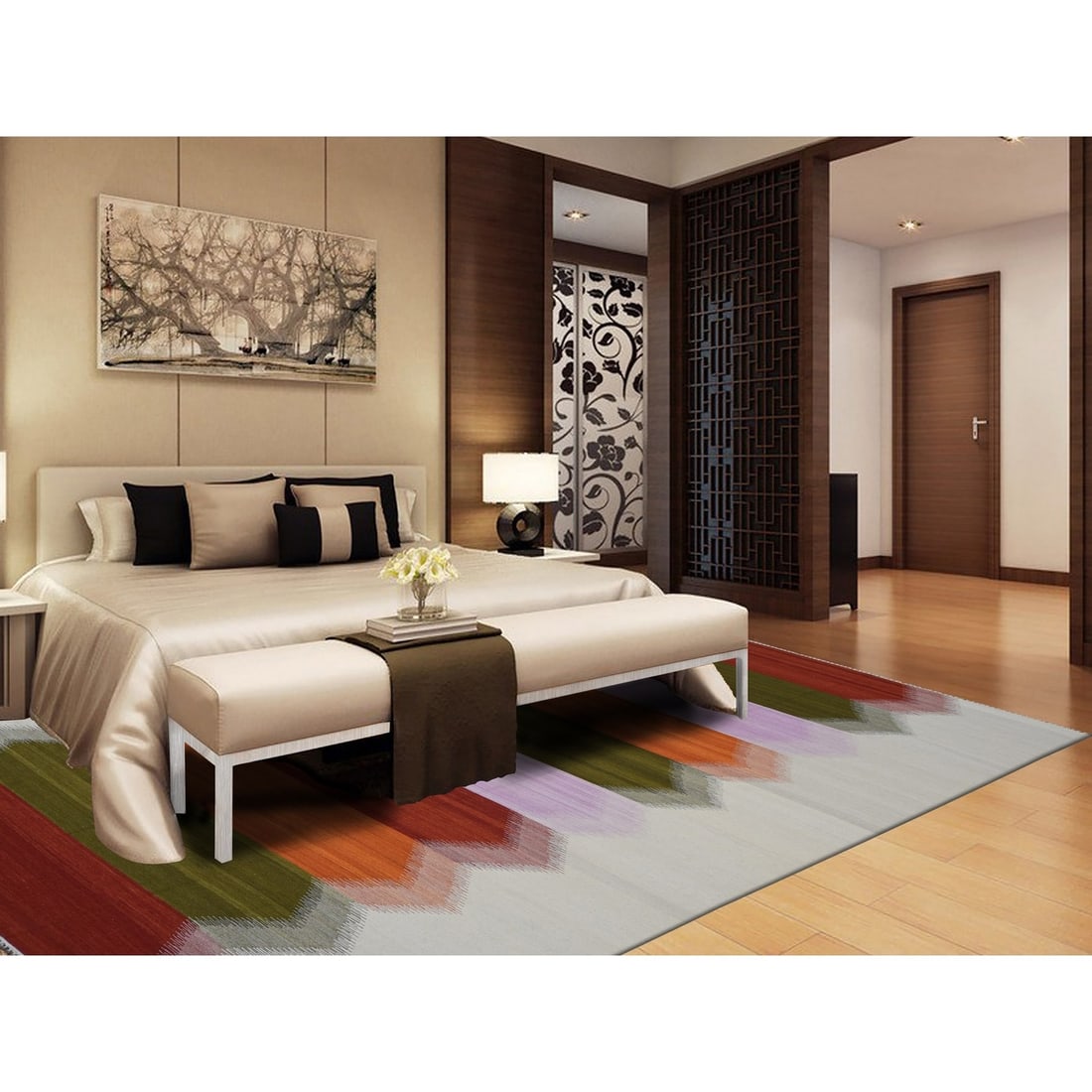 Rug 9'x12'7" Ivory Flat Weave Durie Kilim Hand Woven 100% Wool Reversible - 2