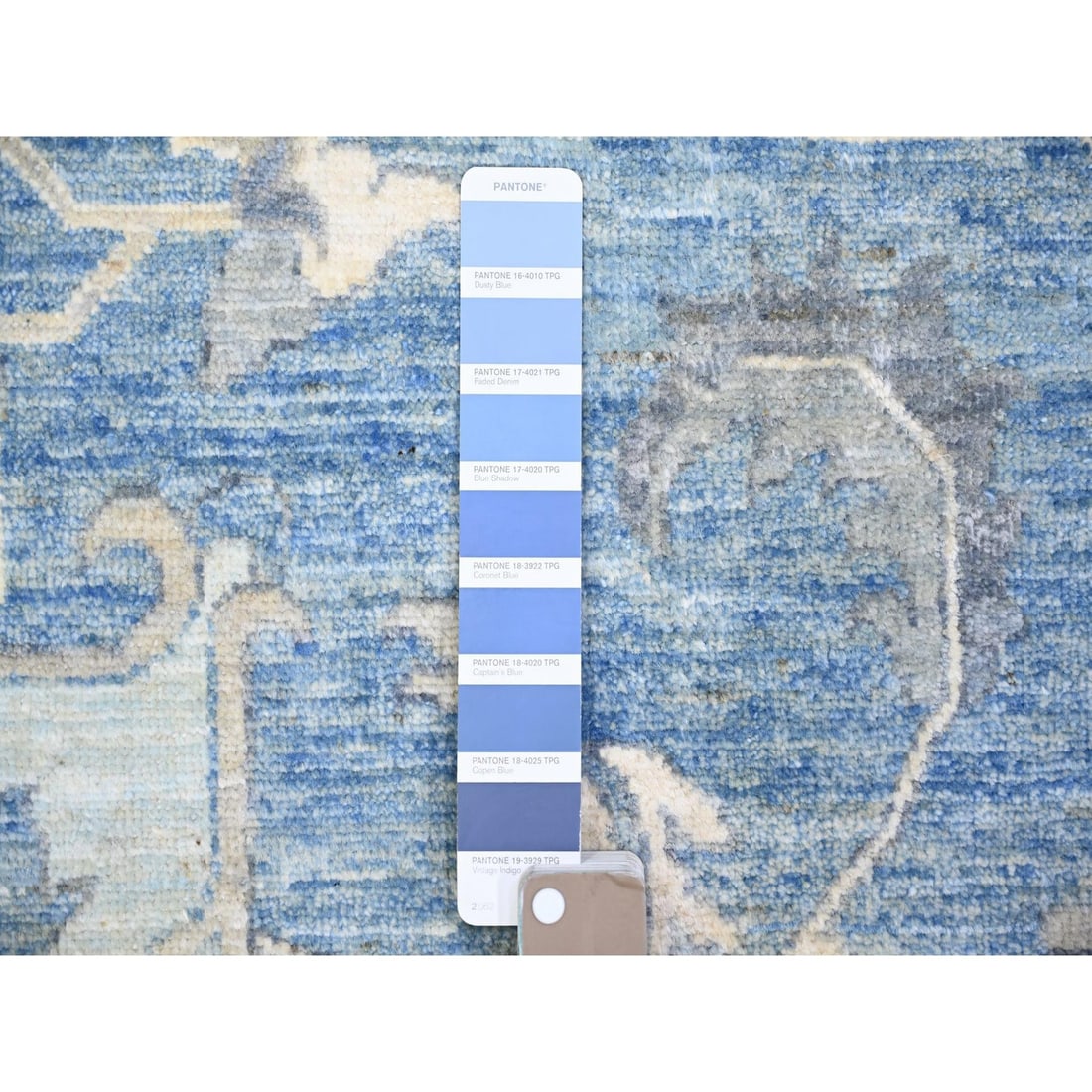 Rug 9'10"x14' Cerulean Blue Organic Wool Hand Knotted Finer Peshawar - 7