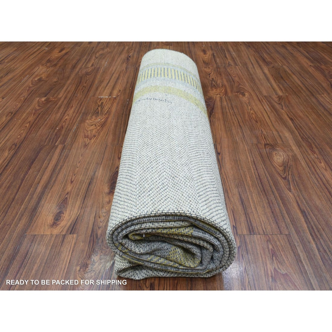 Rug 7'9"x10'2" Light Gray Modern Design Soft Organic Wool Hand Knotted - 10