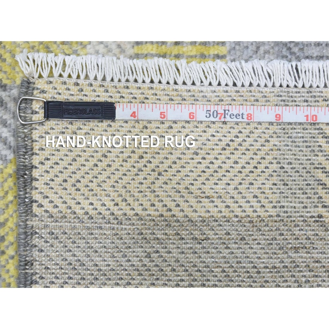 Rug 7'9"x10'2" Light Gray Modern Design Soft Organic Wool Hand Knotted - 12