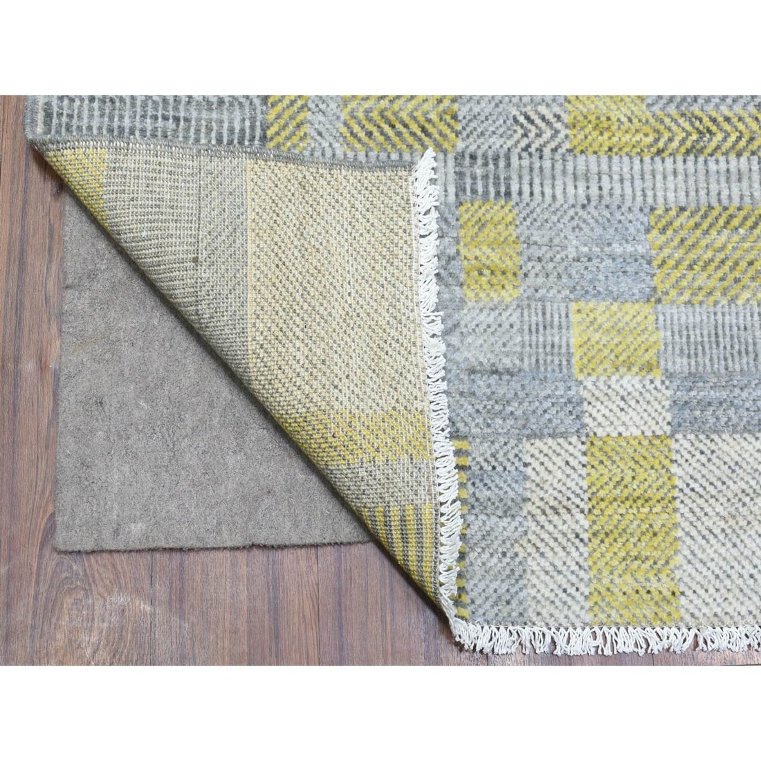 Rug 7'9"x10'2" Light Gray Modern Design Soft Organic Wool Hand Knotted - 5
