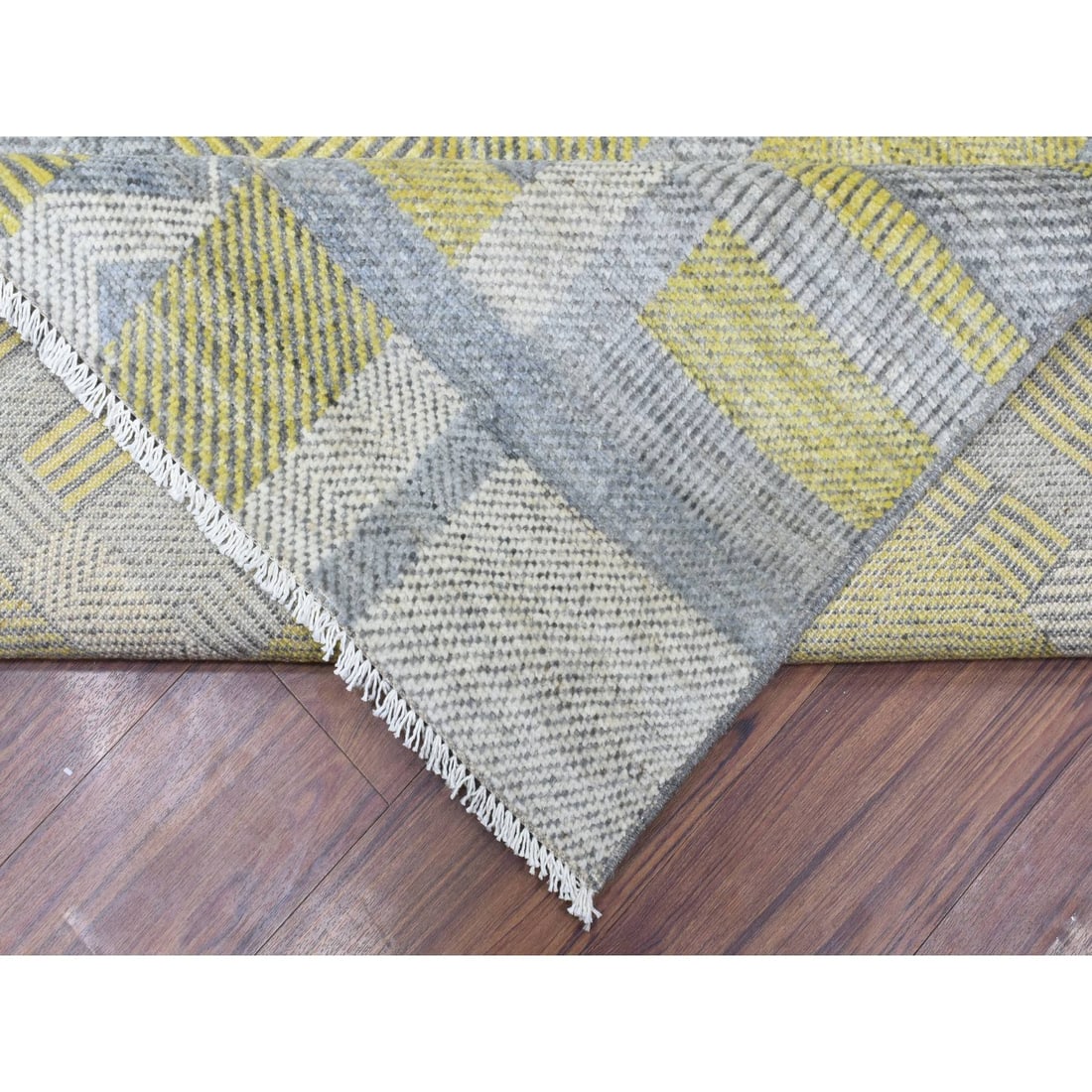 Rug 7'9"x10'2" Light Gray Modern Design Soft Organic Wool Hand Knotted - 7