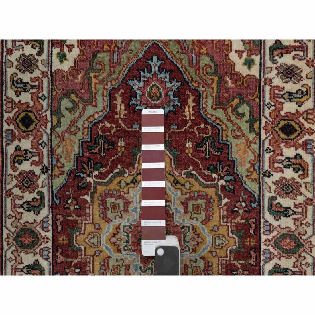 Rug 2'1"x3' Red Antiqued Fine Heris Hand Knotted New Zealand Wool Mat - 4