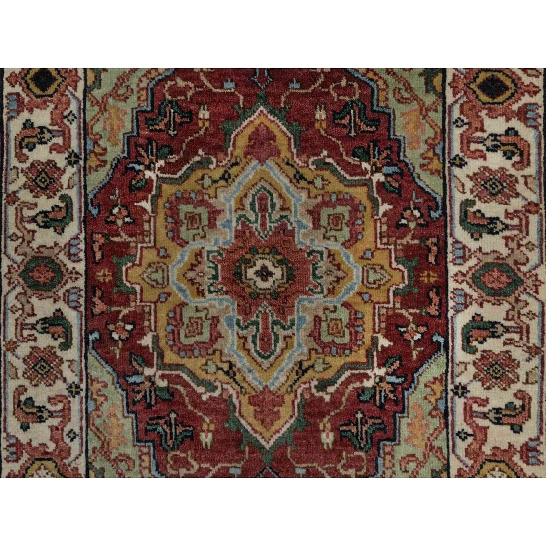 Rug 2'1"x3' Red Antiqued Fine Heris Hand Knotted New Zealand Wool Mat - 5