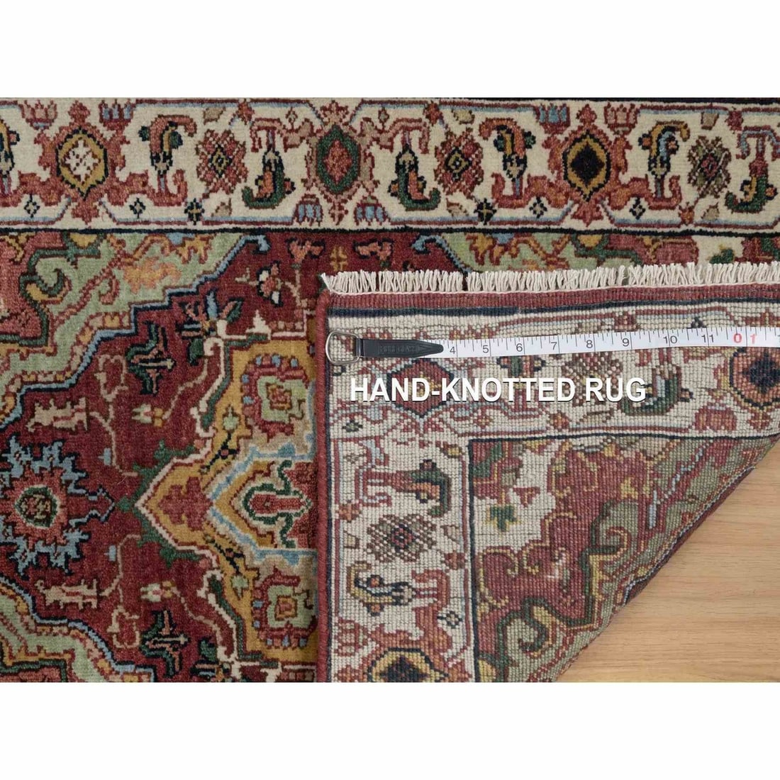 Rug 2'1"x3' Red Antiqued Fine Heris Hand Knotted New Zealand Wool Mat - 8