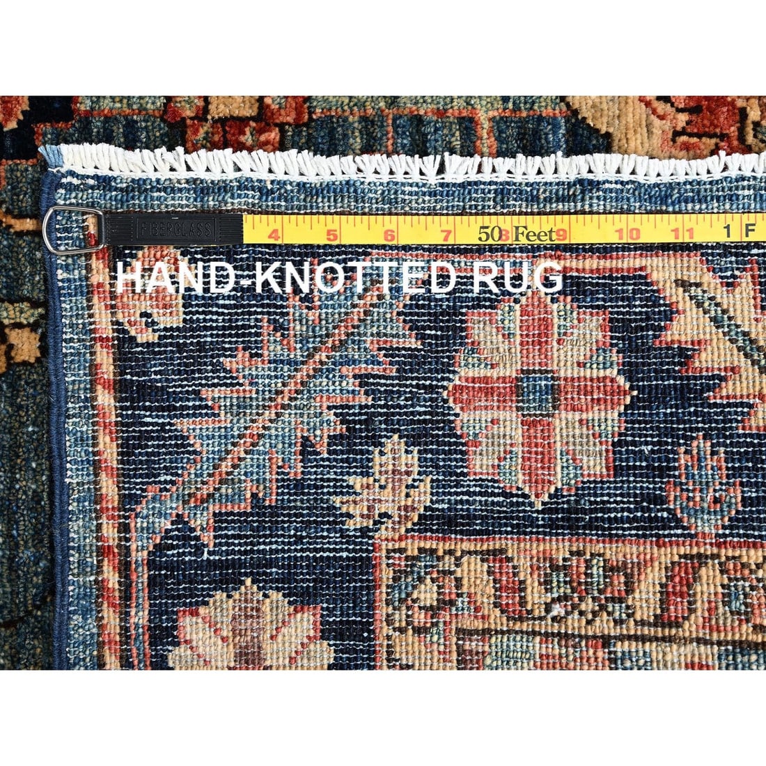 Rug 4'3"x19' Stone Blue Heris All Over Design Pure Wool Hand Knotted Runner - 7