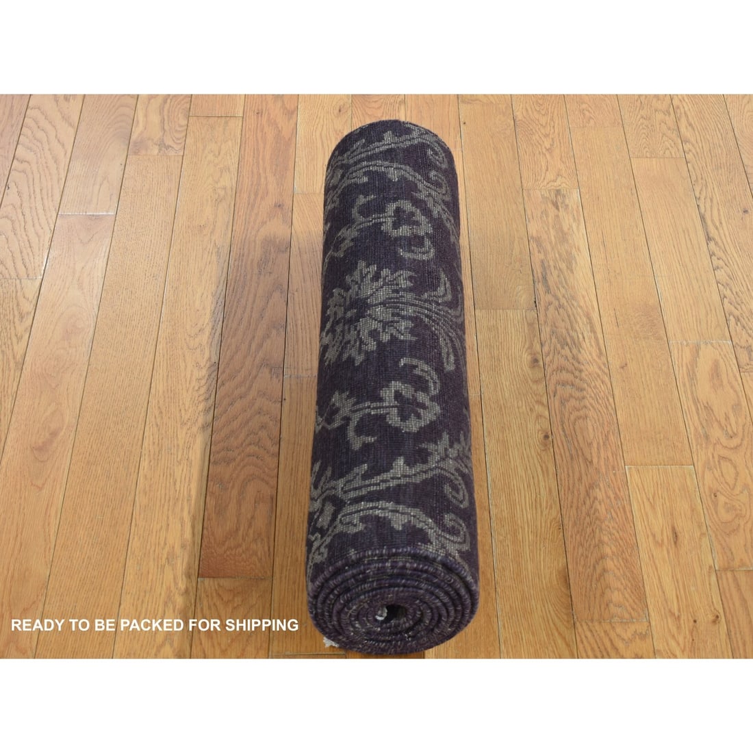 Rug 2'5"x9'8" Brown Damask Tone on Tone Wool and Silk Hand Knotted Runner - 5