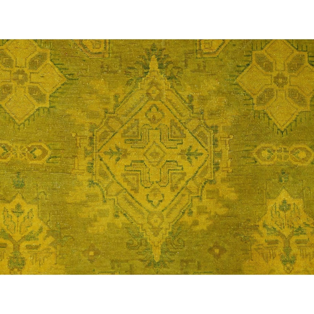 Rug 7'6"x9'5" Golden Overdyed Kazak Medallions Design Wool Hand Knotted - 8