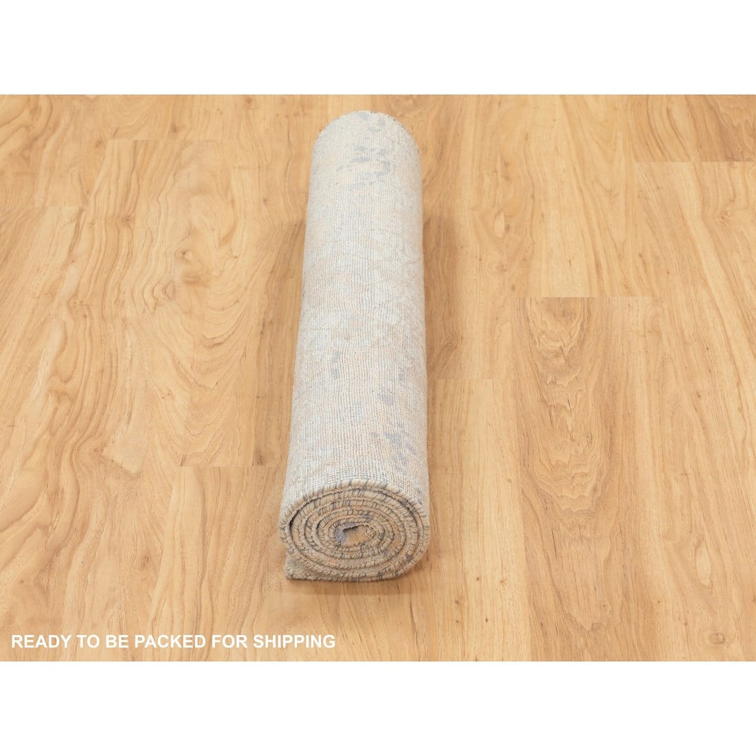 Rug 3'x5' Gray Wool & Pure Silk Mosaic Design Handknotted Modern Oriental - 6