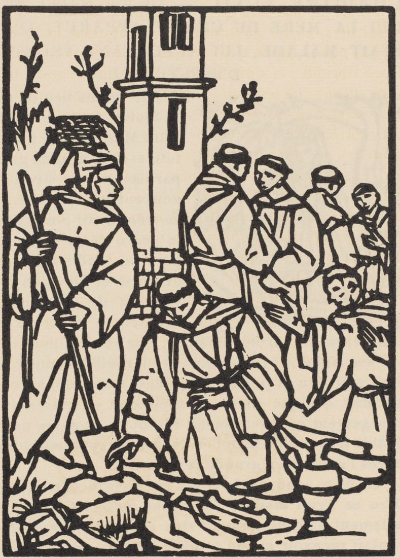 Woodcut - mile Bernard - Composition (Morane - No. 100) - Les Petites Fleurs de St. Franoise - 2