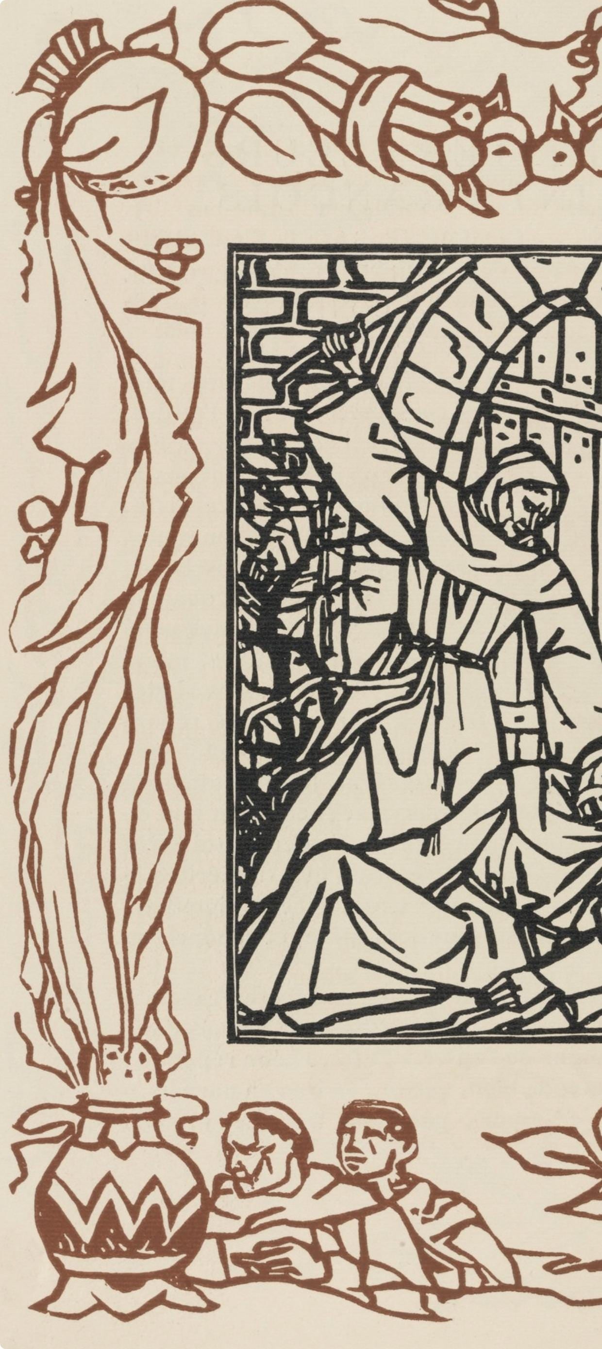 Woodcut - mile Bernard - Composition (Morane - No. 100) - Les Petites Fleurs de St. Franoise - 5