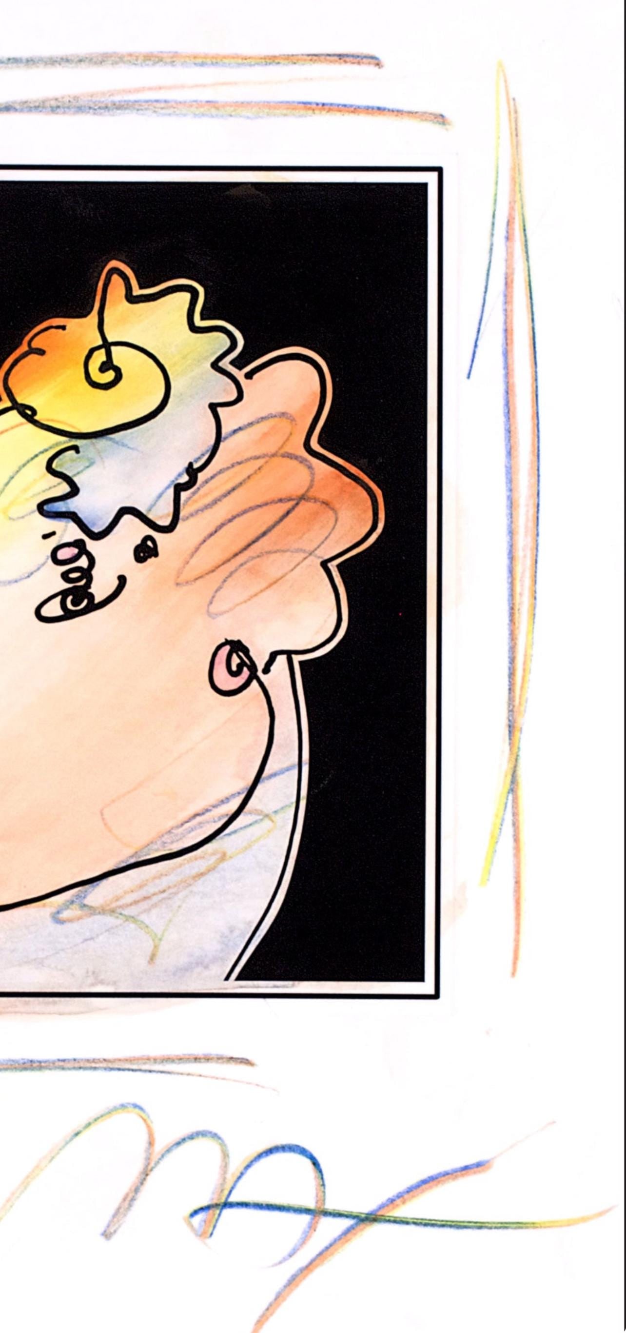 Official Edition Mixed Media - Peter Max - Lady Profile with Flower - Black and White Series - Hand - 4