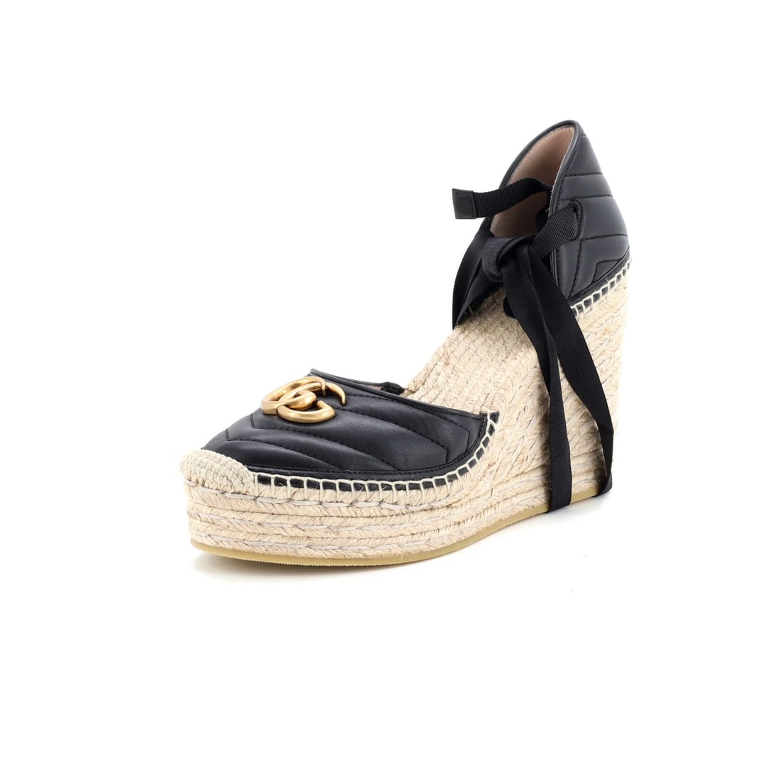 Leather Gucci Women's GG Marmont Wedge Espadrilles Matelasse (1 of 5)