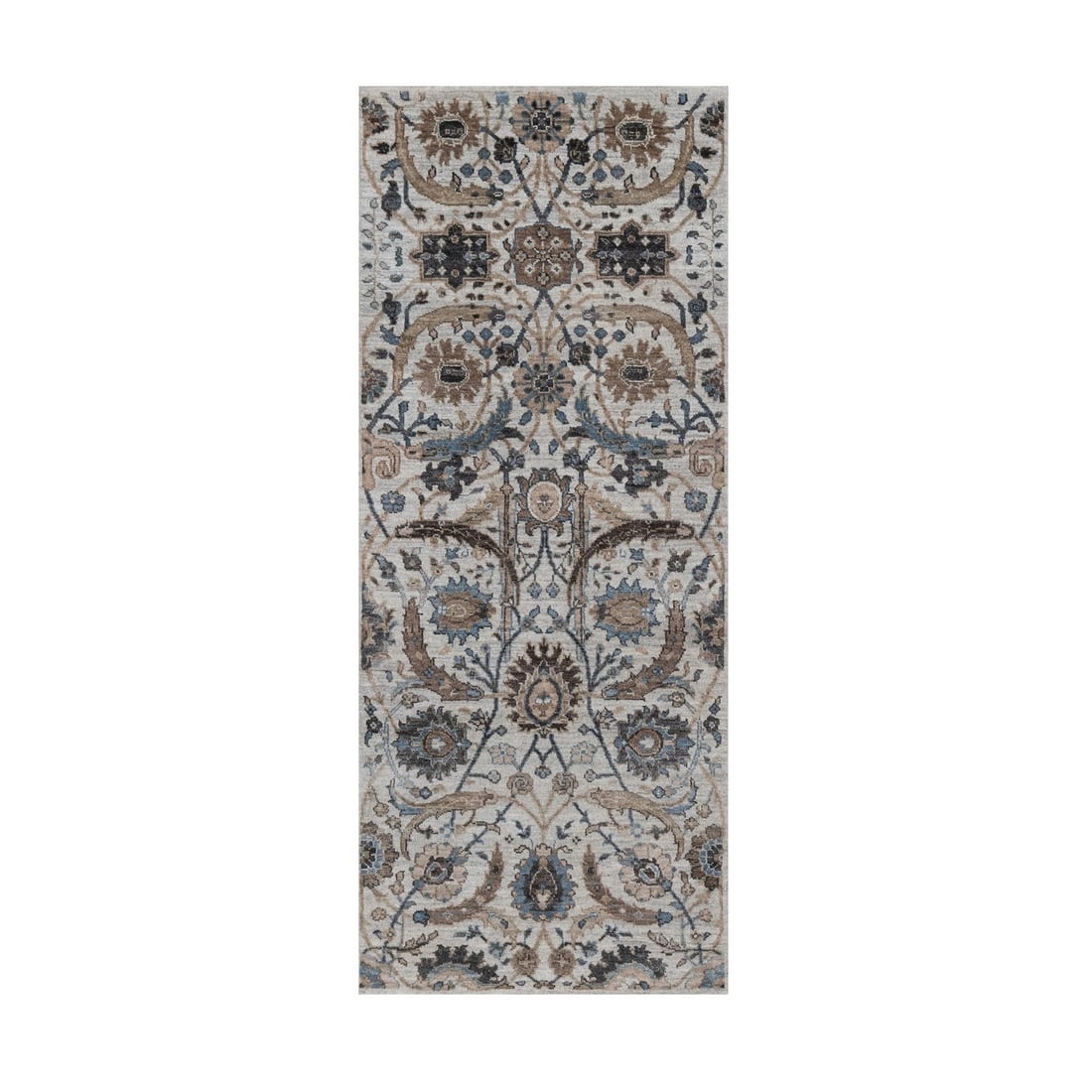 Runner 2'5"x6'1" Gray Hand Knotted Silk Textured Wool Sickle Leaf Design: Runner 2'5"x6'1" Gray Hand Knotted Silk Textured Wool Sickle Leaf Design This listing features Runner 2'5"x6'1" Gray Hand Knotted Silk Textured Wool Sickle Leaf Design. Item specifics are provided