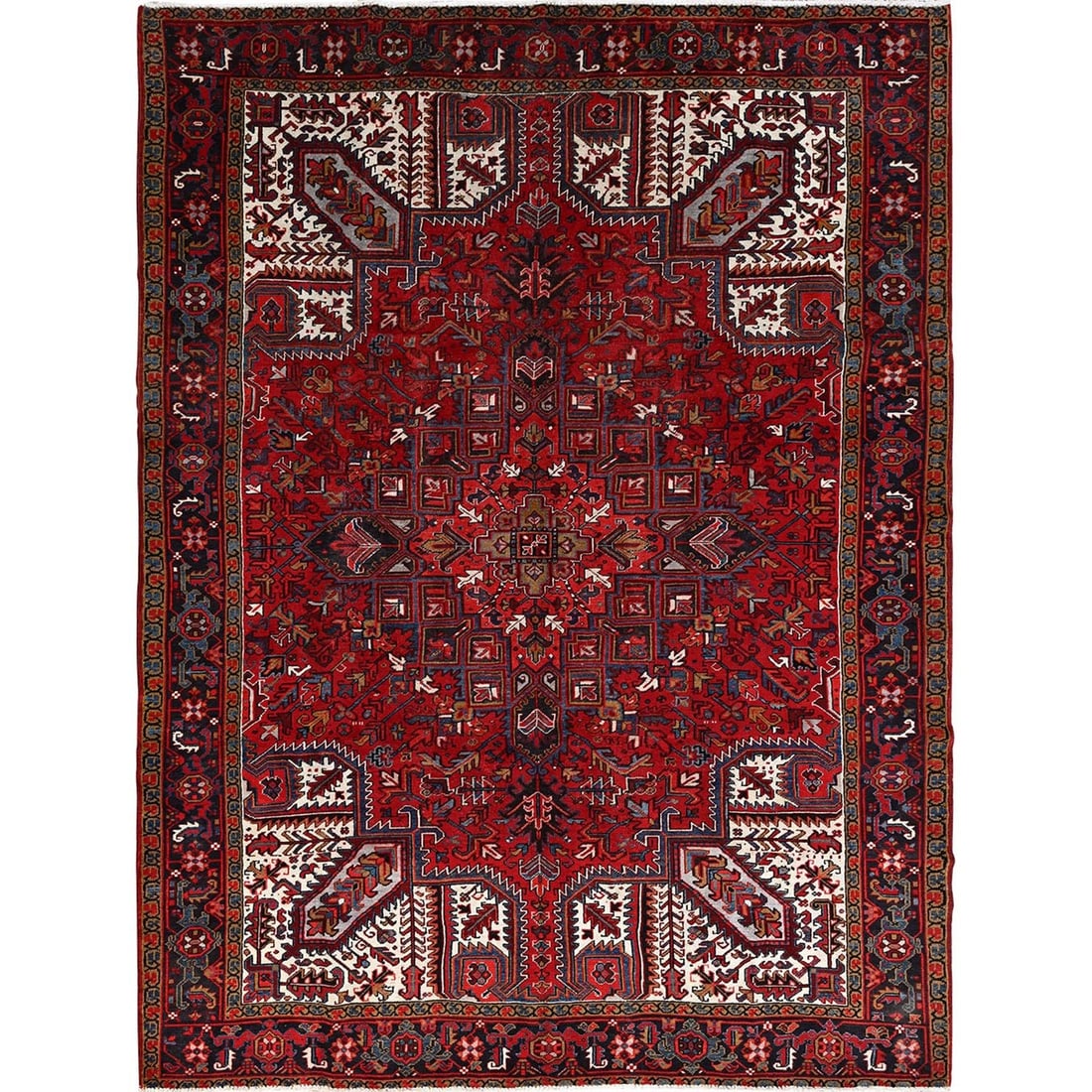 Rug 8'x10'8" Red Semi Antique Zoroastrian Heris Pure Wool Hand Knotted (1 of 12)