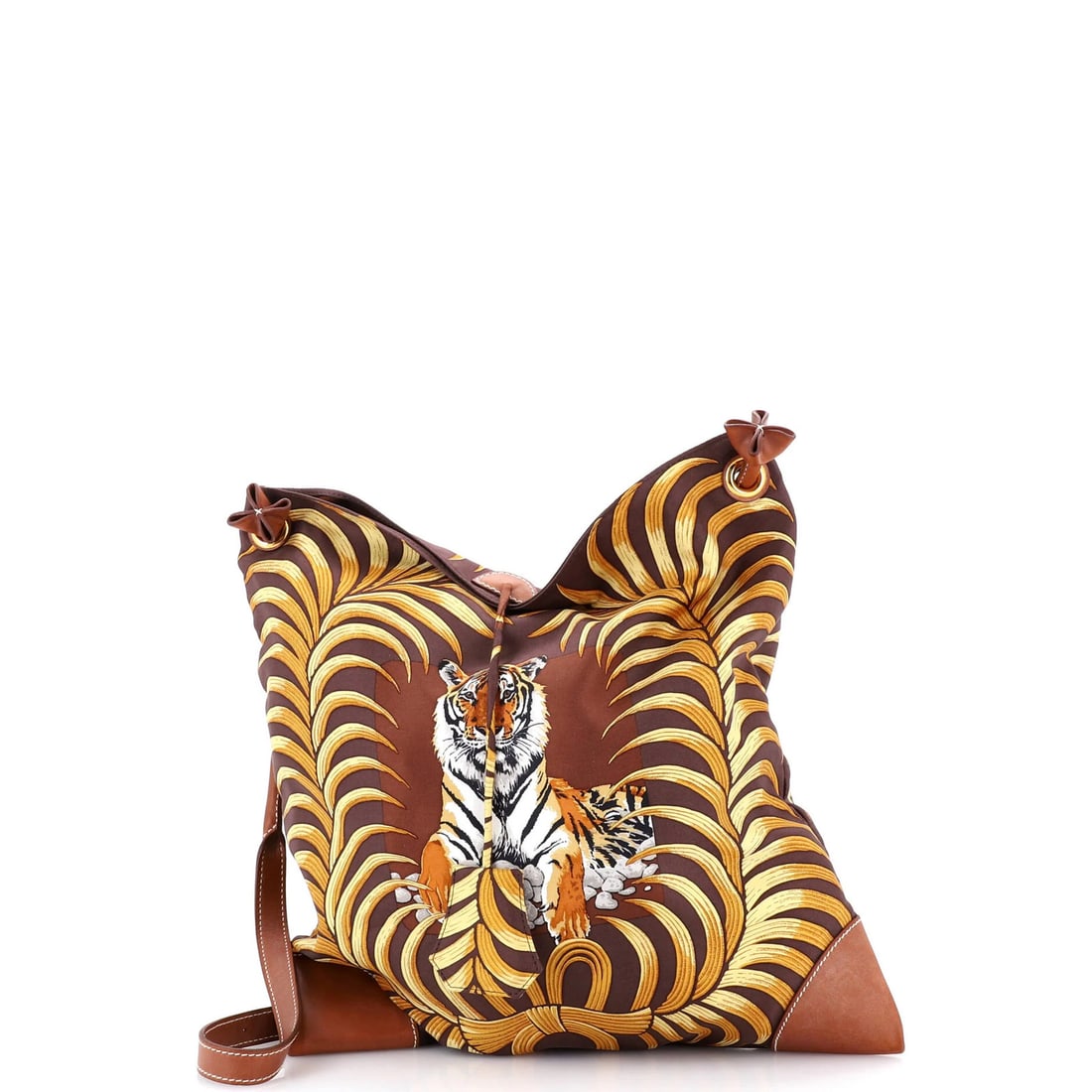 PM Hermes Silky City Bag Printed Silk and Leather (1 of 8)